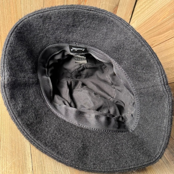 Womens Black Wool Blend Cloche Winter Hat Lawliet collapsible lined adj size - Picture 7 of 9